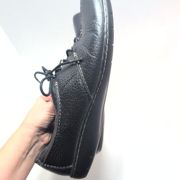 Clarks Leather Bendables Black Lace Up Shoes Women’s Size 12W Oxford Sneaker - Picture 6 of 8
